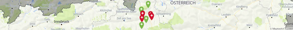 Kartenansicht für Apotheken-Notdienste in der Nähe von Hüttau (Sankt Johann im Pongau, Salzburg)